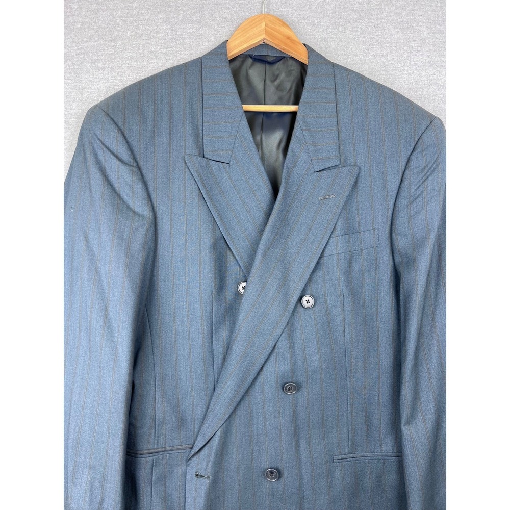 Christian Dior Monsieur‎ Vintage Blue Pinstripe Double Breasted Blazer Suit 43R